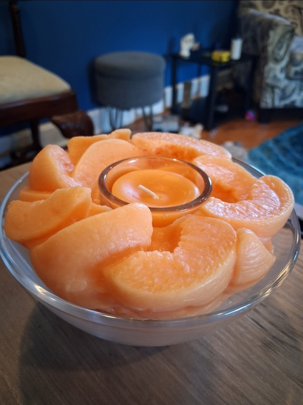 Georgia Peach Cereal Bowl Candle w/ Reusable 16oz Cereal Bowl (Real Candle) NWOT